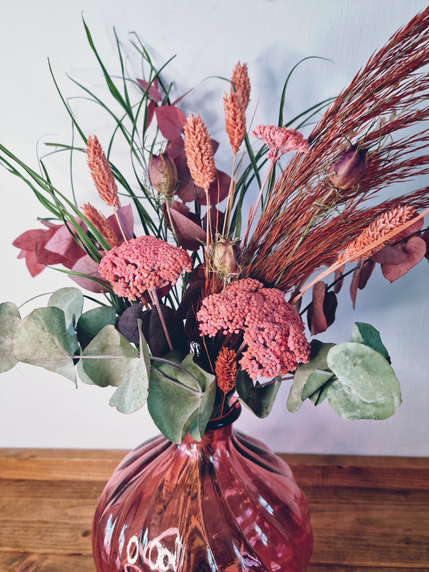 Peach dried flower bouquet, south wales.