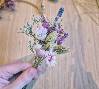 Dried flower posy close up for the DIY wreath kit