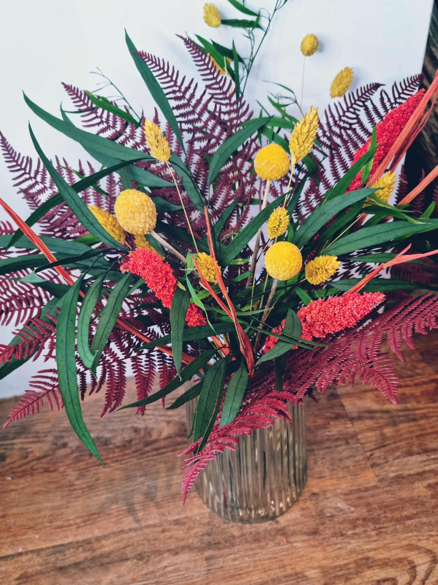 Autumn inspired dried flower handtied bouquet, from South Wales